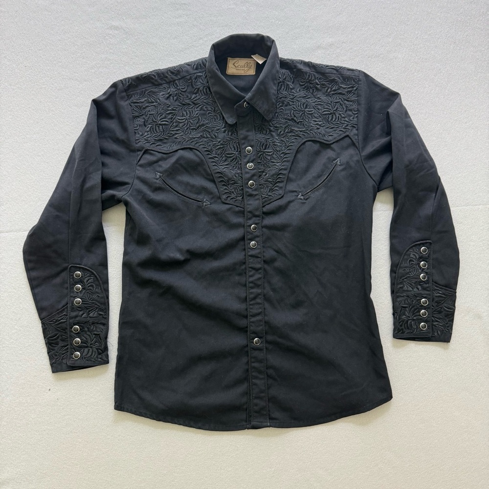 Scully Charcoal Embroidered Button Down Shirt
